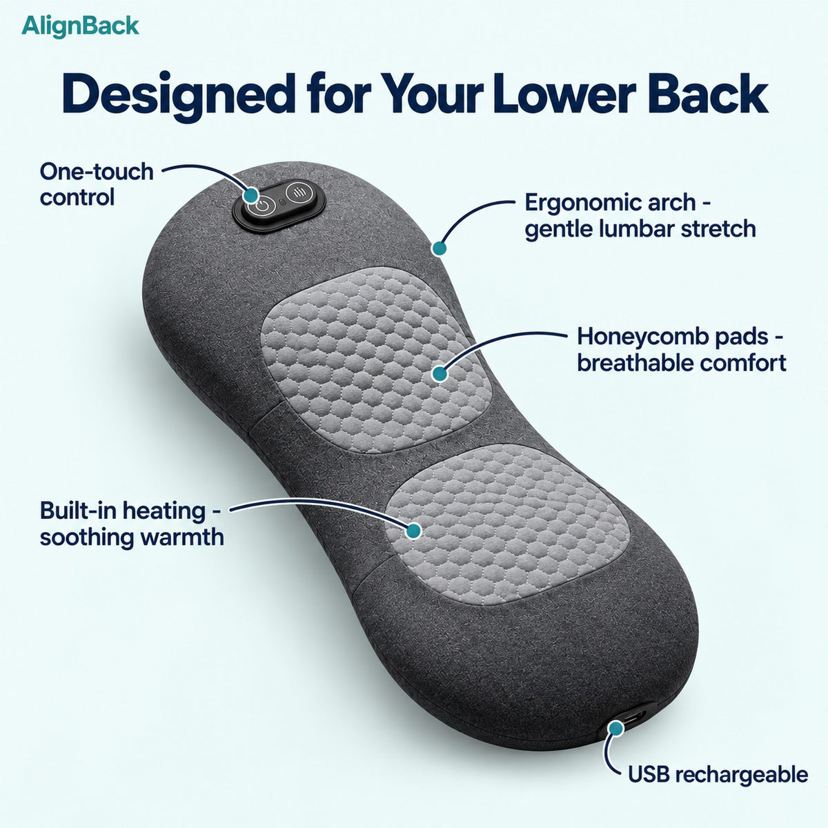 AlignBack 3-in-1 Back Stretcher with Heat & Massage