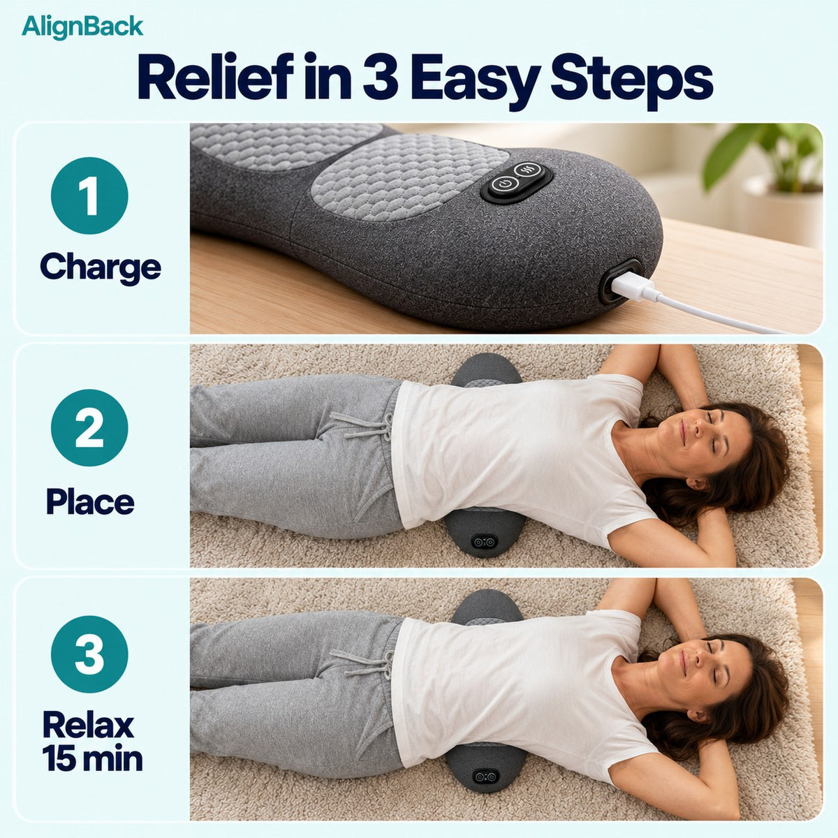AlignBack 3-in-1 Back Stretcher with Heat & Massage